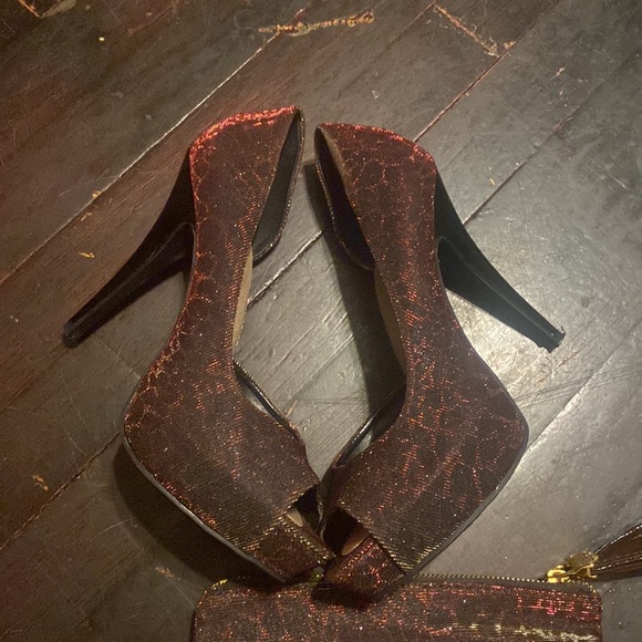 Chinese Laundry hold forever giraffe brown multi heels & purse set - Picture 4 of 9